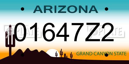 01647Z2 Arizona License Plate