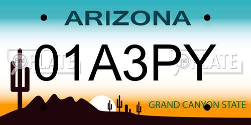 01A3PY Arizona License Plate