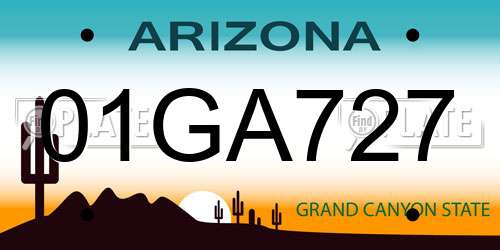 01GA727 Arizona License Plate
