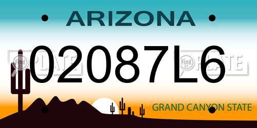 02087L6 Arizona License Plate