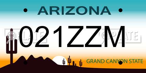 021ZZM Arizona License Plate