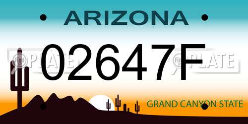 02647F Arizona License Plate