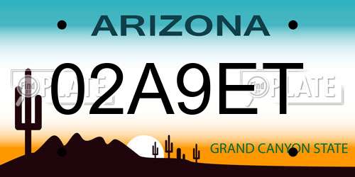 02A9ET Arizona License Plate