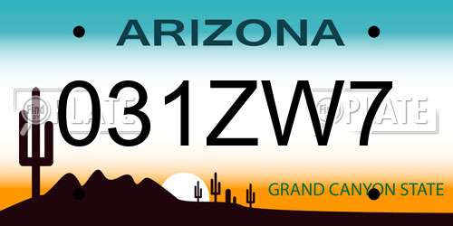 031ZW7 Arizona License Plate