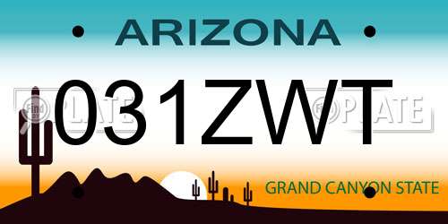 031ZWT Arizona License Plate