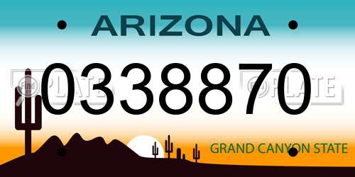 0338870 Arizona License Plate