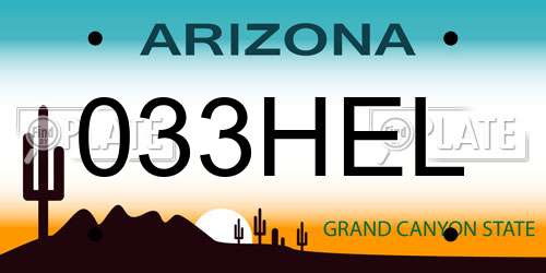 033HEL Arizona License Plate