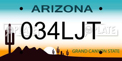 034LJT Arizona License Plate