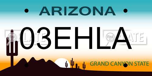 03EHLA Arizona License Plate