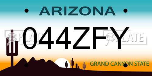 044ZFY Arizona License Plate