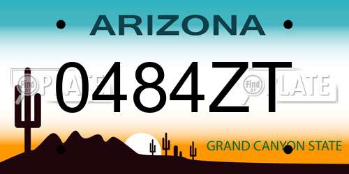 0484ZT Arizona License Plate