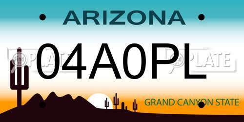 04A0PL Arizona License Plate
