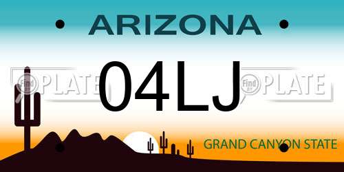 04LJ Arizona License Plate