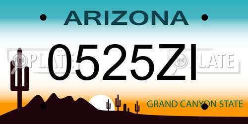 0525ZI Arizona License Plate