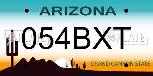 054BXT Arizona License Plate