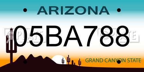 05BA788 Arizona License Plate