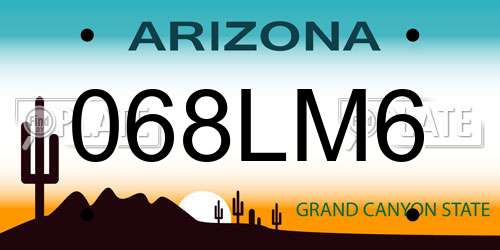 068LM6 Arizona License Plate