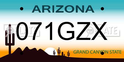 071GZX Arizona License Plate