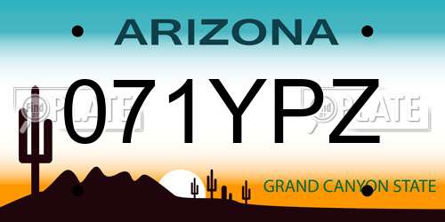 071YPZ Arizona License Plate