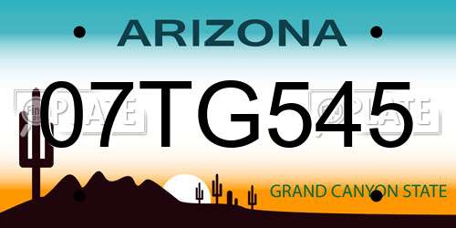 07TG545 Arizona License Plate