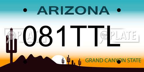 081TTL Arizona License Plate