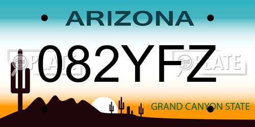 082YFZ Arizona License Plate
