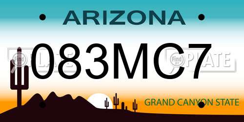 083MC7 Arizona License Plate