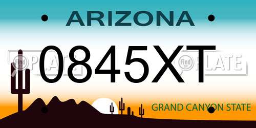 0845XT Arizona License Plate