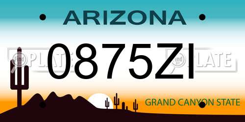 0875ZI Arizona License Plate