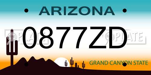 0877ZD Arizona License Plate
