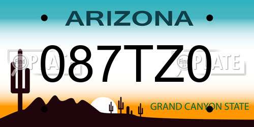087TZ0 Arizona License Plate