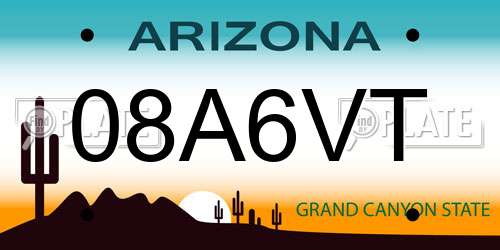 08A6VT Arizona License Plate