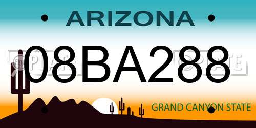08BA288 Arizona License Plate