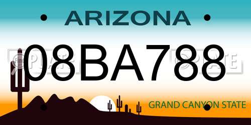 08BA788 Arizona License Plate