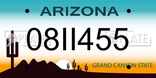 08II455 Arizona License Plate