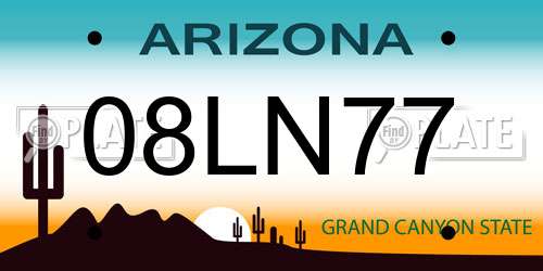 08LN77 Arizona License Plate