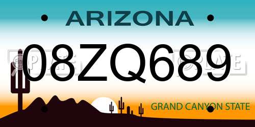 08ZQ689 Arizona License Plate