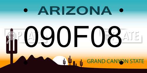 090F08 Arizona License Plate