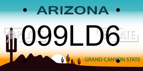 099LD6 Arizona License Plate