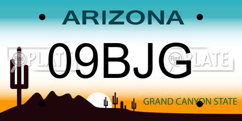 09BJG Arizona License Plate