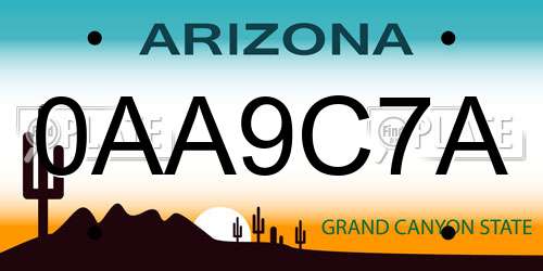 0AA9C7A Arizona License Plate