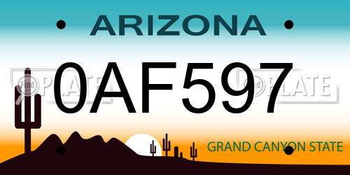 0AF597 Arizona License Plate
