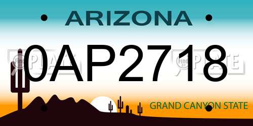 0AP2718 Arizona License Plate