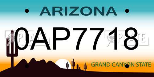 0AP7718 Arizona License Plate