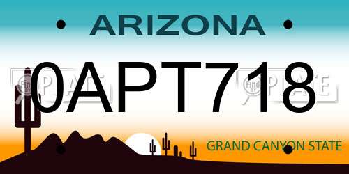 0APT718 Arizona License Plate