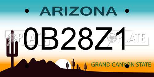 0B28Z1 Arizona License Plate