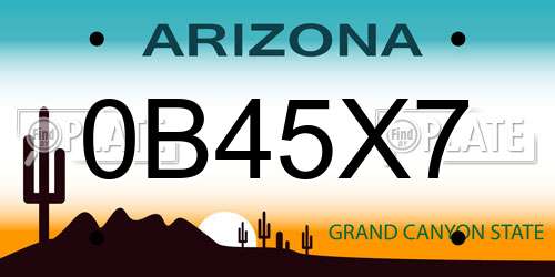 0B45X7 Arizona License Plate
