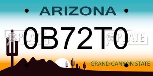 0B72T0 Arizona License Plate