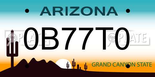 0B77T0 Arizona License Plate