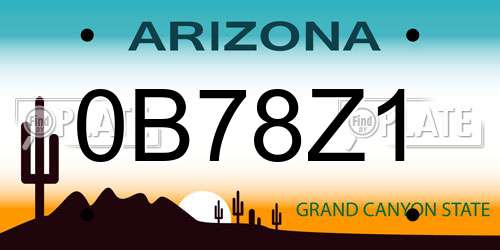 0B78Z1 Arizona License Plate